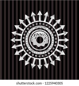 donut icon inside silvery emblem