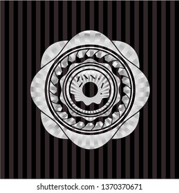 donut icon inside silvery emblem