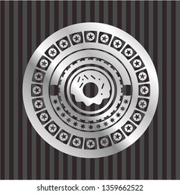 donut icon inside silvery shiny badge