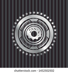 donut icon inside silvery shiny badge