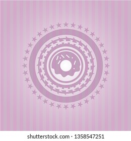 donut icon inside vintage pink emblem