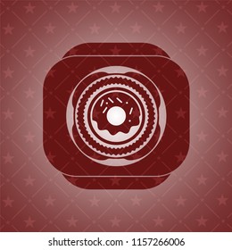 donut icon inside vintage red emblem