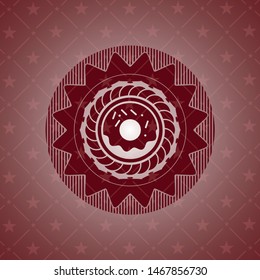 donut icon inside vintage red emblem