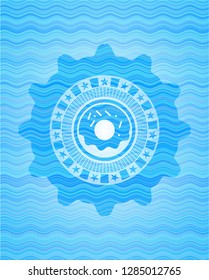 donut icon inside water concept emblem.