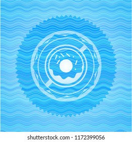 donut icon inside water wave concept style emblem.