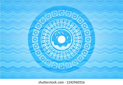 donut icon inside water wave representation style badge.