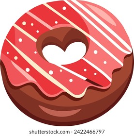 Donut icon isolated on white, ring heart doughnuts filled doughnut fruit jelly doughnut cream glazed chocolate sugar Valentine's Day decoration recipe cooking banner, poster invitation party design