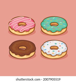donut Icon isolated Vector illustration with outline cartoon simple color 