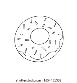 donut icon isolated vector, line art, coloring page 