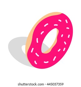 Donut icon in isometric 3d style isolated on white background. Recipes and baking symbol