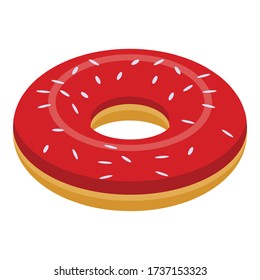 Donut icon. Isometric of donut vector icon for web design isolated on white background