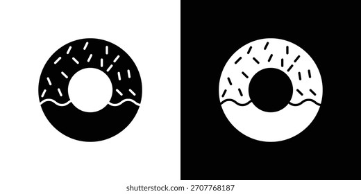 Icono de donut línea de arte editable trazo y colección sólida para el diseño App