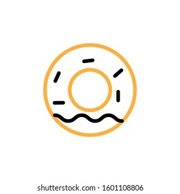 Donut icon. Line and two colour design template