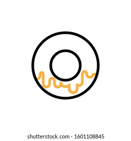 Donut icon. Line and two colour design template