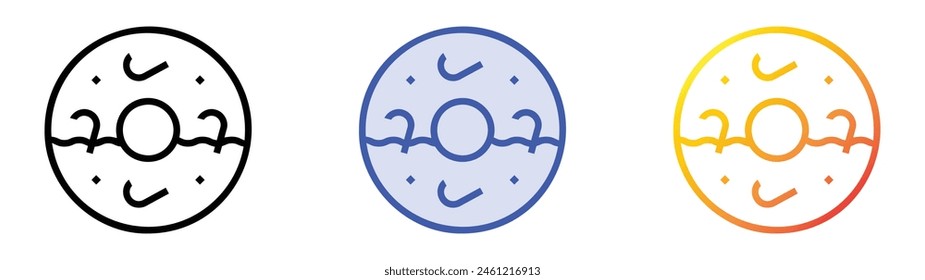 icono de rosquilla. Diseño de estilo de relleno lineal, azul y degradado aislado sobre fondo blanco