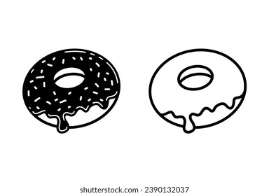 Icono de donut o logotipo símbolo de signo aislado ilustración vectorial - iconos vectoriales de estilo negro de alta calidad