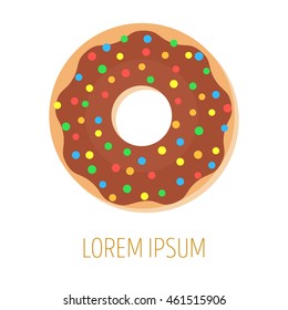 Donut icon or logo on a white background. Vector illustration of sweet glazed donut for restaurant menu booklet, donuts shop, card, t-shirt print or for label. 