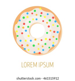 Donut icon or logo on a white background. Vector illustration of sweet glazed donut for restaurant menu booklet, donuts shop, card, t-shirt print or for label. 