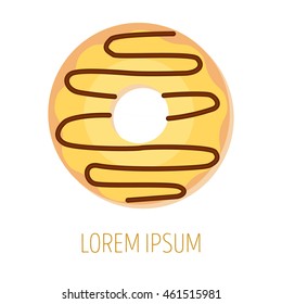Donut icon or logo on a white background. Vector illustration of sweet glazed donut for restaurant menu booklet, donuts shop, card, t-shirt print or for label. 