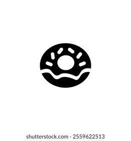 Donut icon for logo vector. Fast food flat icon vector on black color