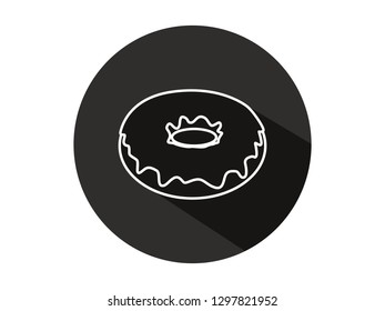 Donut icon with long shadow, donut icon with modern line art style, cute donut illustration, donut icon