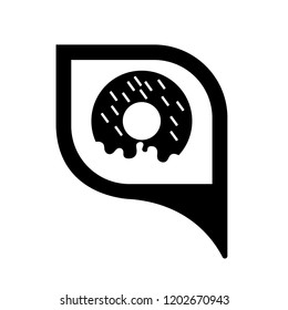 donut icon and map pointer. designed for coffe, sweet-shop, fastfood