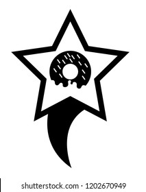 donut icon and map pointer. designed for coffe, sweet-shop, fastfood