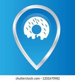 donut icon and map pointer. designed for coffe, sweet-shop, fastfood