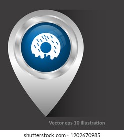 donut icon and map pointer. designed for coffe, sweet-shop, fastfood