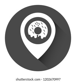 donut icon and map pointer. designed for coffe, sweet-shop, fastfood
