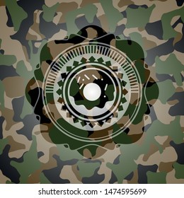 donut icon on camouflage texture