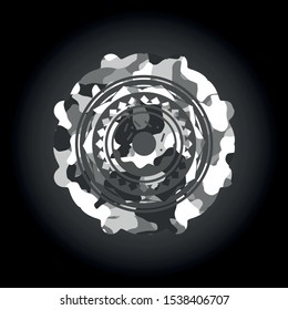 donut icon on grey camouflage texture