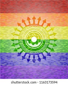 donut icon on mosaic background with the colors of the LGBT flag