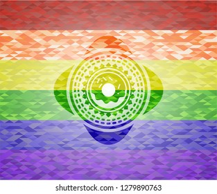 donut icon on mosaic background with the colors of the LGBT flag