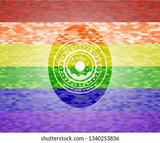 donut icon on mosaic background with the colors of the LGBT flag