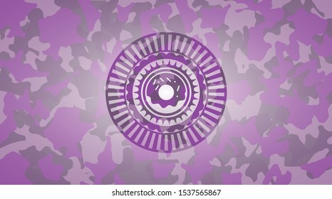donut icon on pink camouflage texture