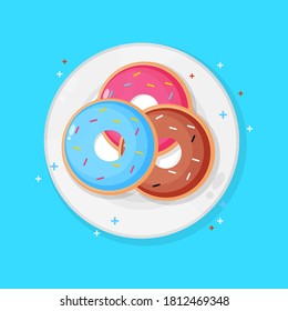 Donut icon on plate vector