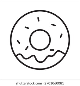 Icono de donut sobre fondo blanco y editable	
