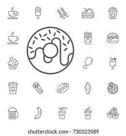 Donut icon on the white background. Simple Set of FAST FOOD Vector Line Icons.