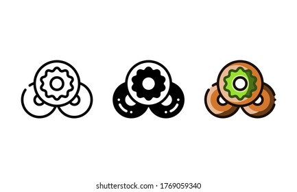 Donut icon. With outline, glyph, and filled outline style