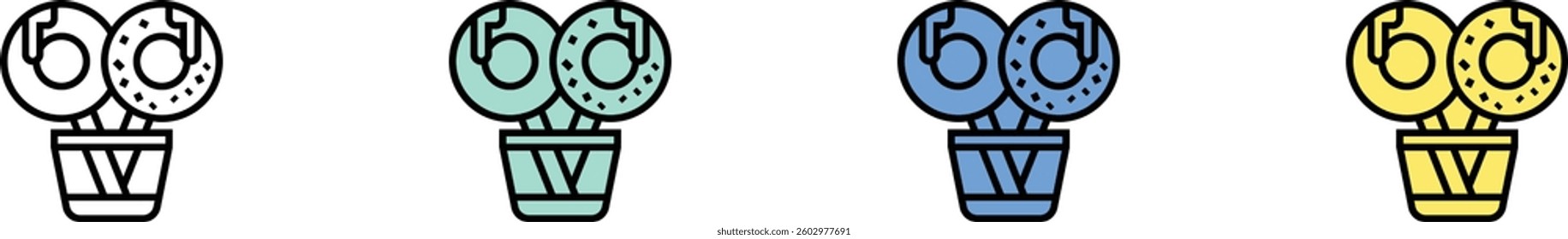 donut icon. Outline, Green, Blue and Yellow Style Design Isolated On White Background