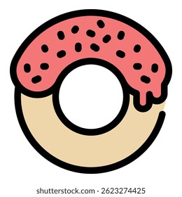 Donut-Symbol. Umriss donut Vektorsymbol Farbe flach einzeln
