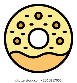Donut icon outline vector. Menu food. Japan roll color flat