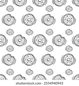 donut icon pattern. donut seamless pattern. doodle donut seamless pattern. donut icon background