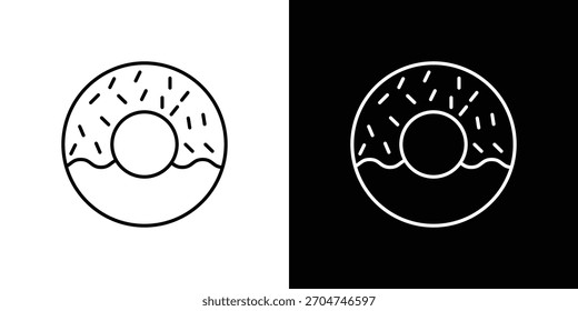 Icono de donut pixel perfecto. Símbolo de contorno. Dibujo lineal simple.