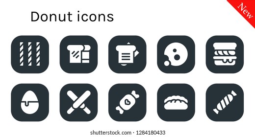  donut icon set. 10 filled donut icons. Simple modern icons about  - Candy, Bread, Sandwich, Cookie, Scone, Chocolate