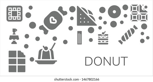 donut icon set. 11 filled donut icons.  Simple modern icons about  - Waffle, Candy, Latte, Churros, Chocolate, Sandwich, Jelly, Donut