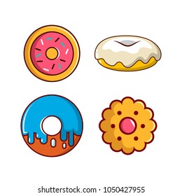 Donut icon set. Cartoon set of donut vector icons for web design isolated on white background