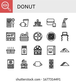 Symbol-Set herunterladen. Sammlung von Süßigkeiten, Churros, Croissant, Kaffeeshop, Brot, Dessert, Pancake, Bean Toasting, Juden, Muffin, Wafer, Sandwich, Donut-Shop, Donut-Symbole