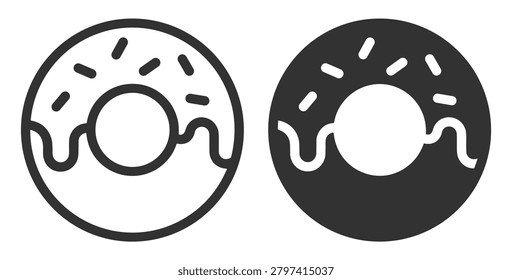 donut icon set with icing and sprinkles vector illustration on transparent background